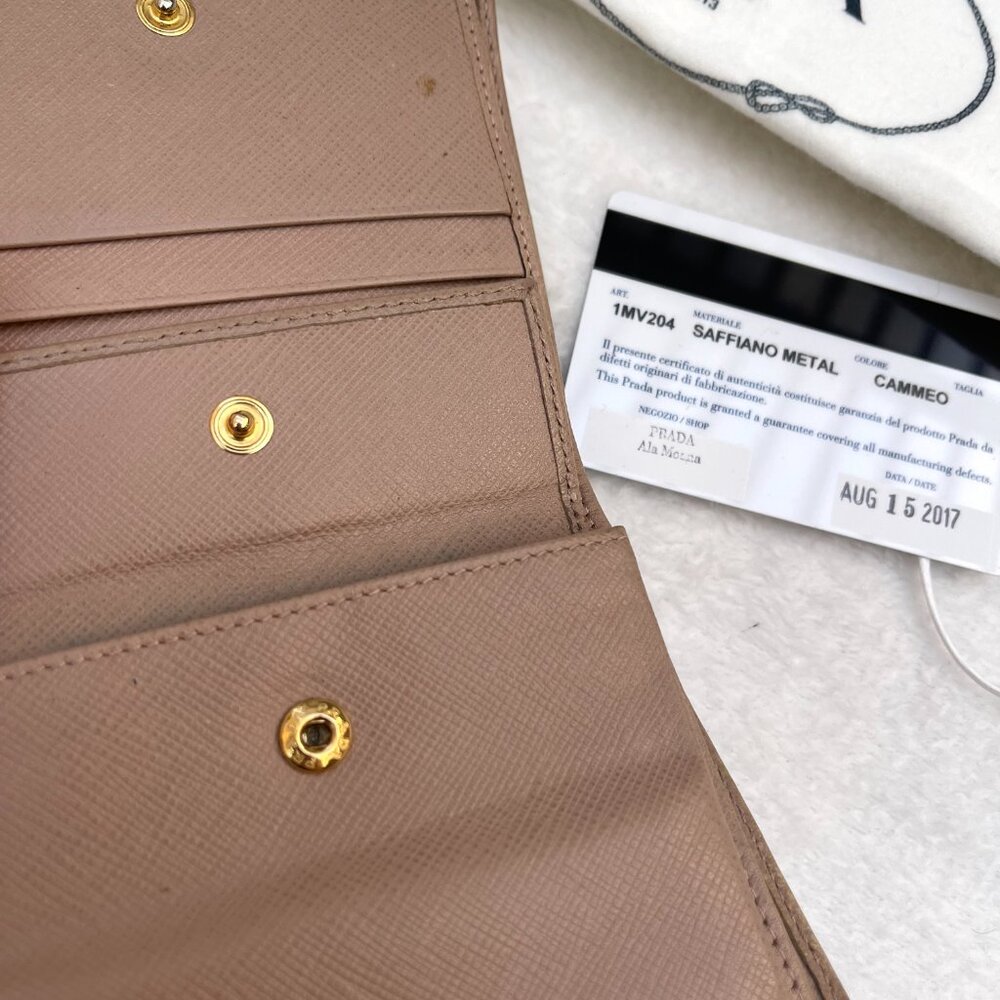Prada Saffiano Leather Trifold Compact Wallet 1MV204 - Picture 8 of 10